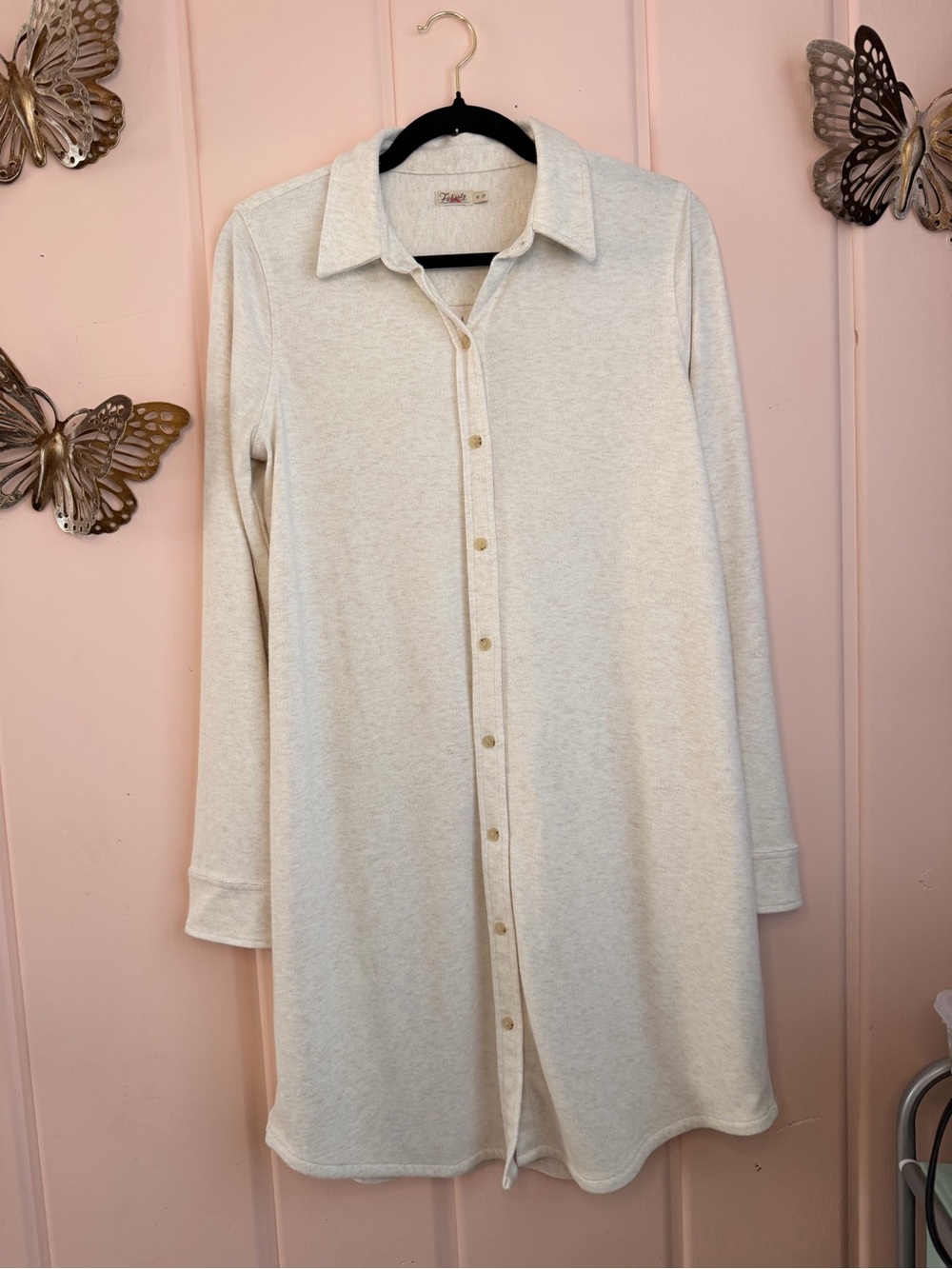 Faherty Off-White Button-Front Shirt Dress SzM
